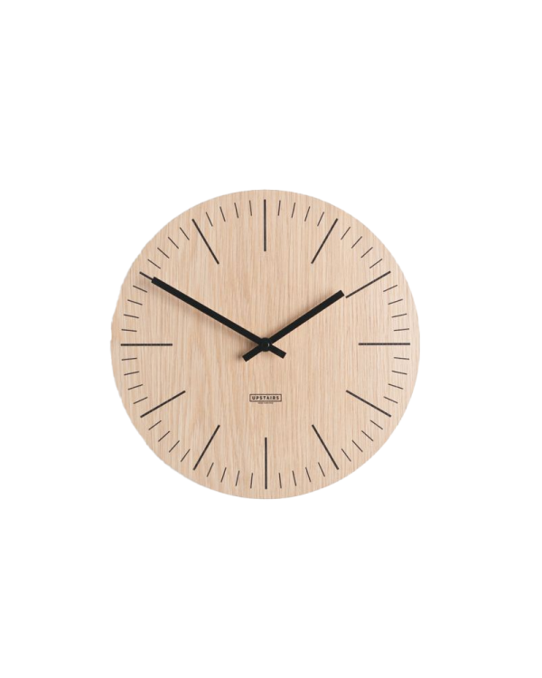 Wooden clock with metal hands